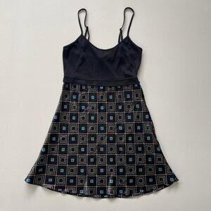 Vintage 90's Victoria's Secret Patterned Mini Slip Dress Sz S Geometric Grunge